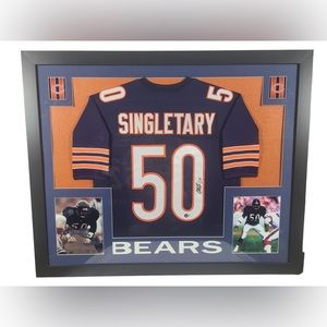 Authenticated Signed Framed Jersey MIKE SINGLETARY Chicago Bears HUGE 35”x43"
